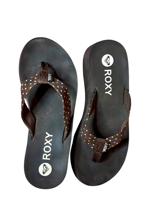 Roxy Shoes - Y2K surfer girl Roxy Women's Brown Polka Dot platform Flip Flops